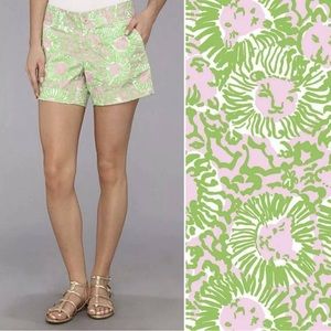 Lilly Pulitzer Sunnyside Lion Callahan Chipper Shorts Green & Pink Size 4
